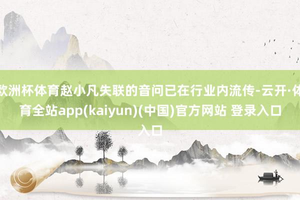 欧洲杯体育赵小凡失联的音问已在行业内流传-云开·体育全站app(kaiyun)(中国)官方网站 登录入口